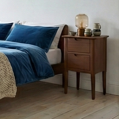 Norway Narrow Dark Walnut Bedside Table