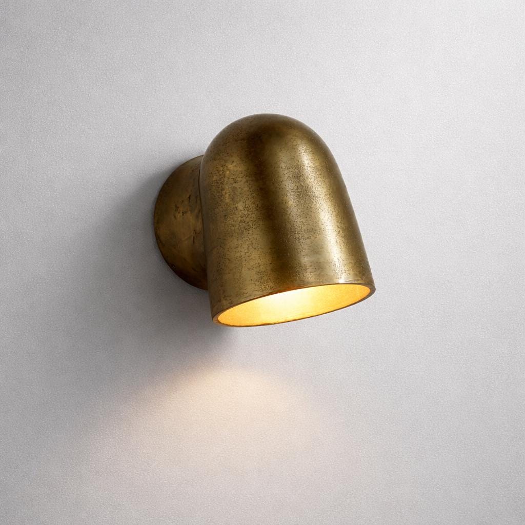 Hopton - Antique Brass Mast Down Wall Light | Nautical Industrial Wall Sconce